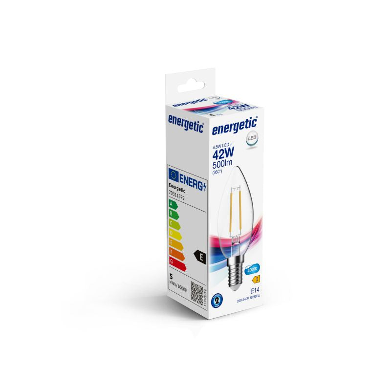 ENERGETIC LED FILAMENT крушка свещ 4.5W/840/E14 470Lm прозрачна, 300294