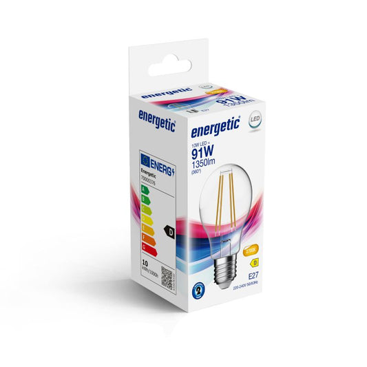 ENERGETIC LED лампа FILAMENT A60 10W/827/E27 1350Lm прозрачна, 302077
