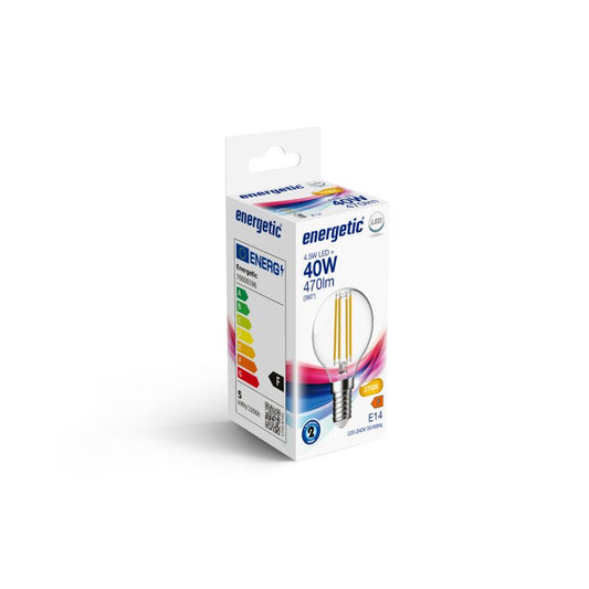 ENERGETIC LED FILAMENT крушка топче 4.5W/827/E14 470Lm прозрачна, 302142