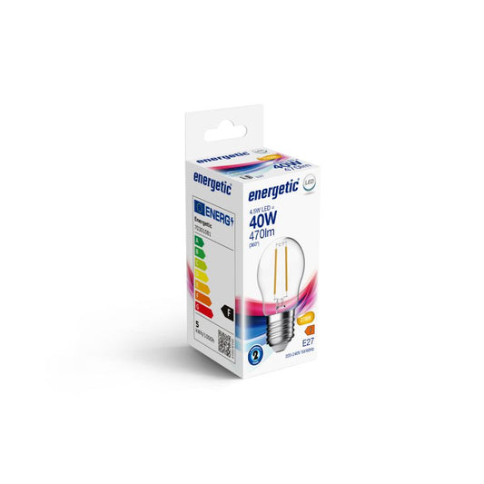 ENERGETIC LED FILAMENT крушка топче 4.5W/827/E27 470Lm прозрачна, 302143