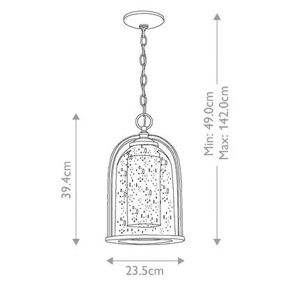 Elstead Lighing HK-QUINCY8M 1 Пендел противовлажен IP54 бронз/релефно стъкло