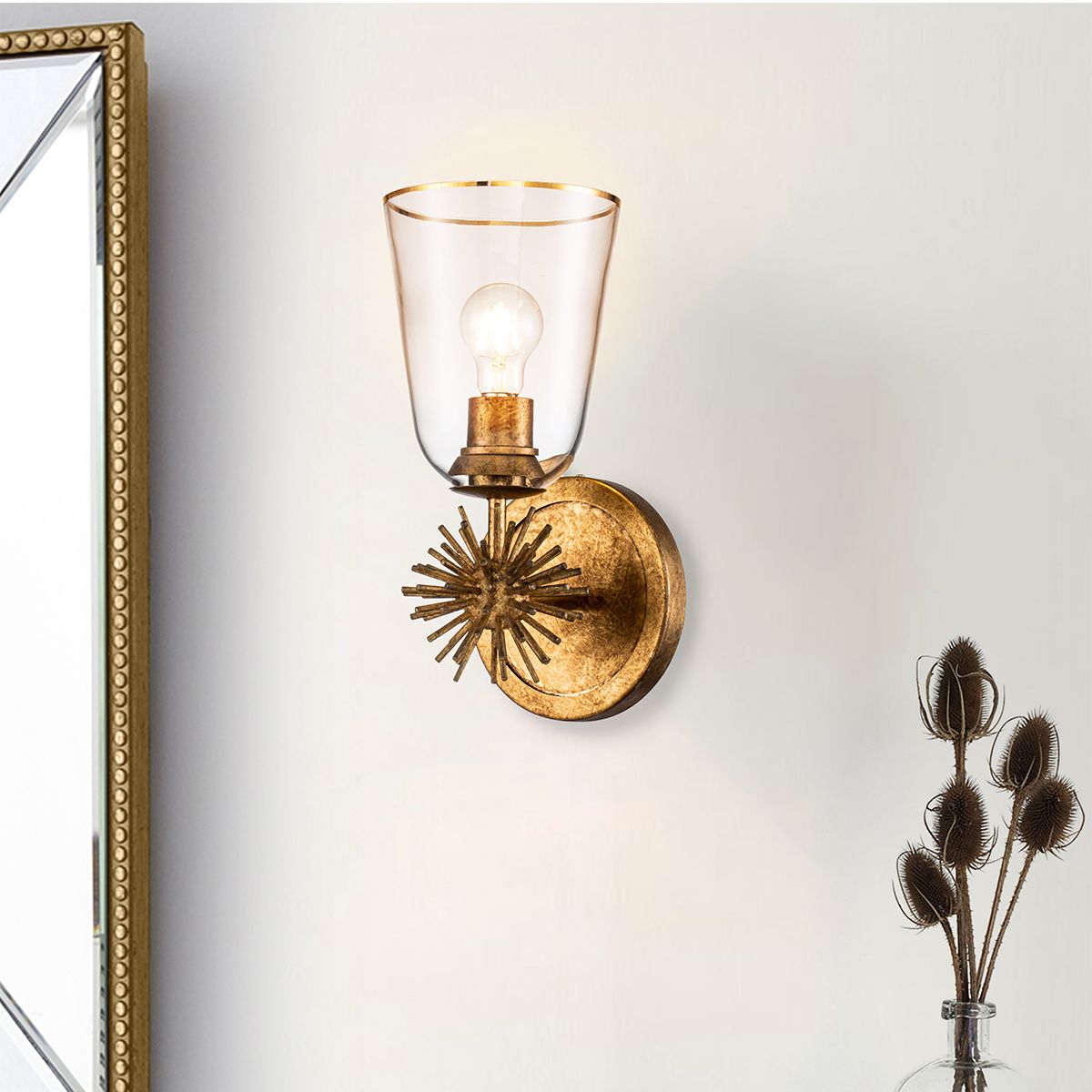 Elstead Lighing STARING-MP-DG CLEAR аплик стъкло/старинен месинг Е27
